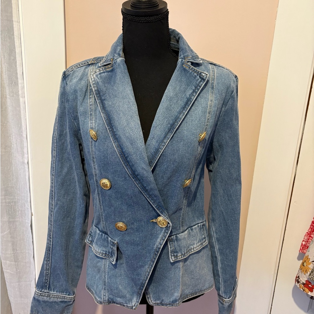 Dictionary Double-Breasted Denim Blazer Jacket - size 8